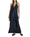 Reiss Rachel Halter Denim Maxi Dress In Indigo