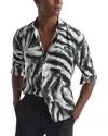 Reiss Rafe Marble Print Shirt In Black