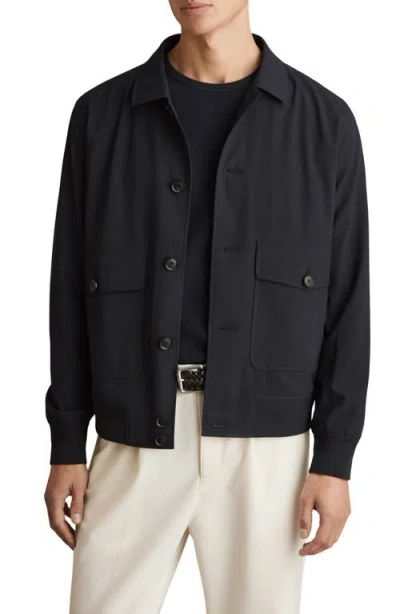 Reiss Raider Button-up Jacket In Navy