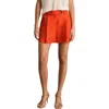 Reiss Raine Pleated Flare Leg Shorts In Orange