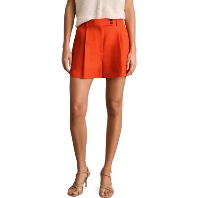 Reiss Raine Pleated Flare Leg Shorts In Orange