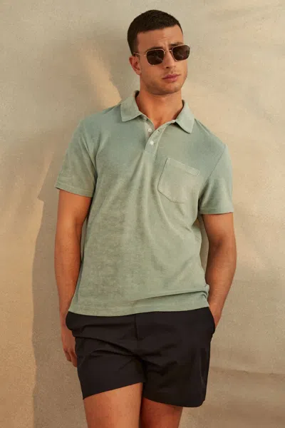 Reiss Rainer - Mint Towelling Polo Shirt, Xl