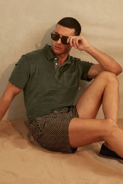 Reiss Rainer Regular-fit Short-sleeve Towelling Cotton Polo In Olive Green