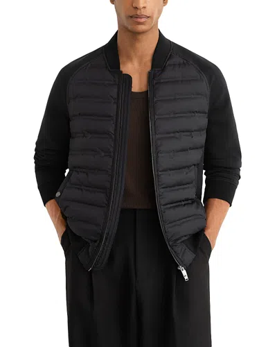 Reiss Rami Quilted Bomber Jacket In Black