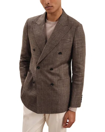 Reiss Ramsay Peak Check Linen Jacket In Multi