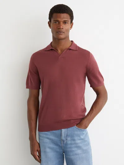 Reiss Raspberry Pink Merino Wool Open-collar Polo Shirt