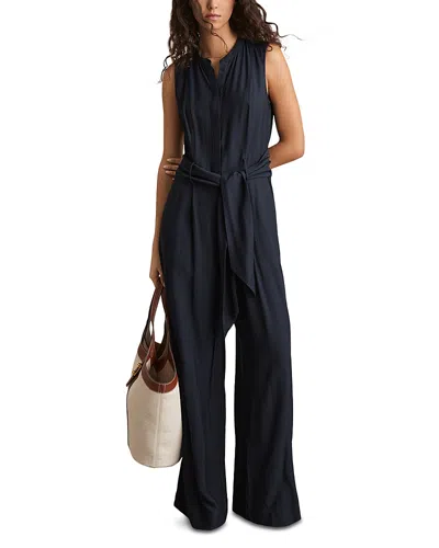 Reiss Raven Belted Jumpsuit In Navy