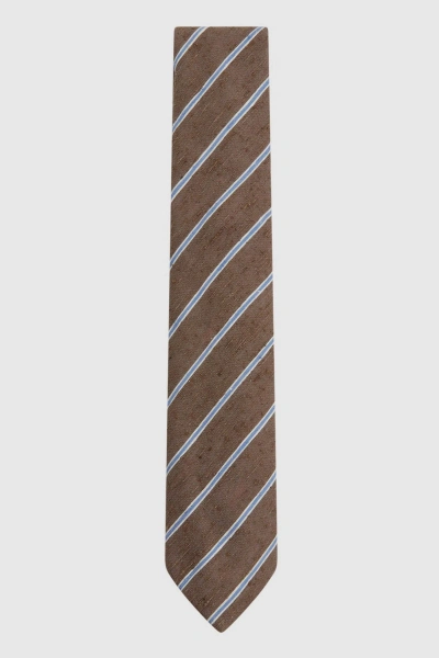 Reiss Ravenna - Chocolate Melange Silk Blend Textured Tie, In Brown