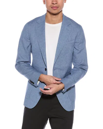 Reiss Ravenswood Wool & Linen-blend Blazer In Blue