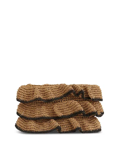 Reiss Raya Ruffle Clutch In Brown