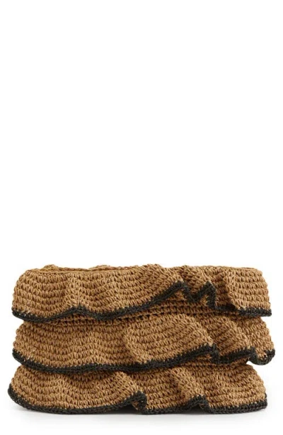 Reiss Raya Woven Clutch In Brown