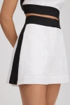 REISS REBECCA - WHITE/NAVY LINEN COLOURBLOCK SHORTS, US 10