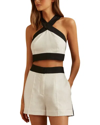 Reiss Rebecca Halter Linen Top In White