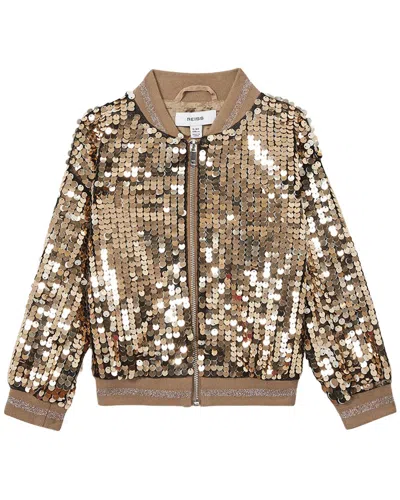Reiss Kids' Rebecca Sequin Bomber Jacket In Brown