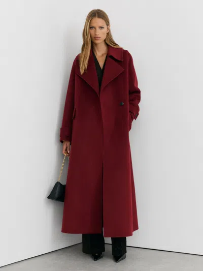 Reiss Red Alara Petite Wool-blend Blindseam Long Coat In Burgundy