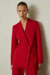 Reiss Red Petite Wool Blend Double Breasted Tux Blazer In Red
