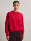 Reiss Red Brushed Cashmere Crew Neck Jumper
