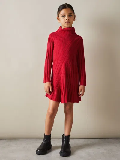 REISS RED CADY 4-9 YRS KNITTED ROLL NECK DRESS