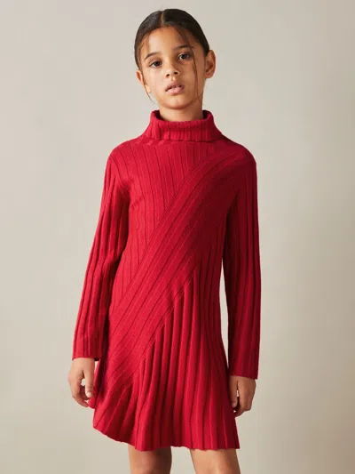 Reiss Red Cady 9-13 Yrs Knitted Roll Neck Dress