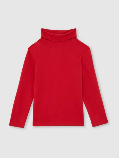 Reiss Kids' Red 13-14 Yrs Cotton-jersey Roll-neck Top With Stretch