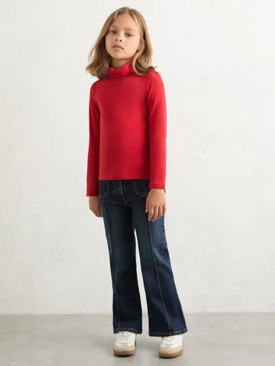 Reiss Red 3-9 Yrs Cotton-jersey Roll-neck Top With Stretch