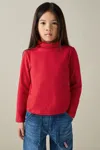 Reiss Kids' Red 4-9 Yrs Cotton-jersey Roll-neck Top With Stretch