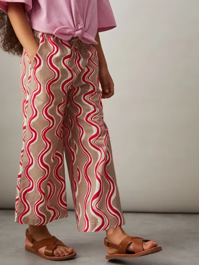 REISS RED COTTON-LINEN PRINTED TROUSERS