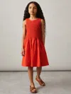 Reiss Red Cotton Shirred-bodice Dress