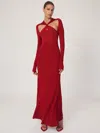 Reiss Red Cut-out Knitted Maxi Dress
