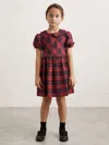Reiss Red Cotton Peter-pan Collar Tartan Dress In Red