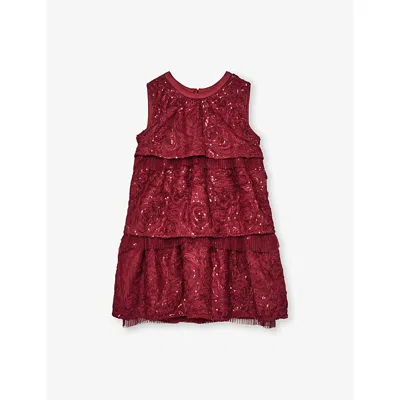 REISS RED DULCIE SEQUIN-EMBELLISHED WOVEN D