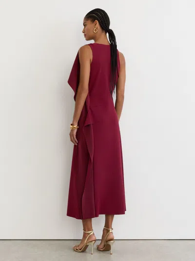 Reiss Red Emory Drape-detail Cowl-neck Midi Dress