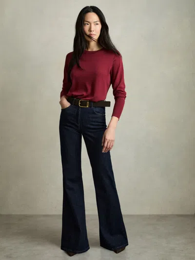 Reiss Red Fine-knit Crew-neck Jumper With Cashmere