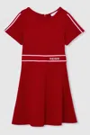 Reiss Red Lowri 13-14 Yrs Interlock-jersey Logo-waistband Dress