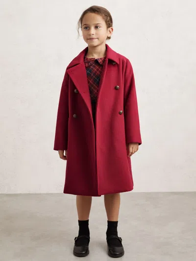 Reiss Kids'  Red Mabel Wool-blend Double-breasted Coat