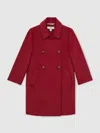 Reiss Red Mabel Wool Blend Double Breasted Coat In Red