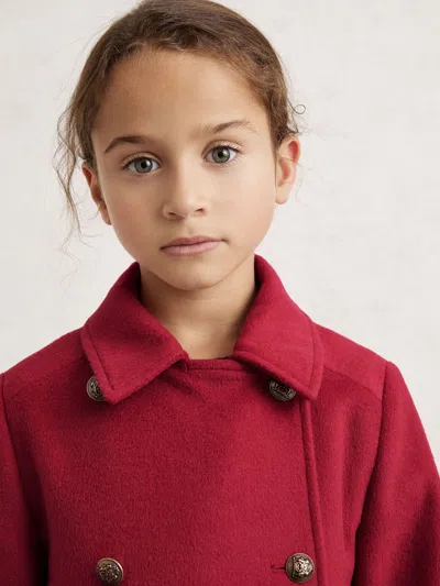 Reiss Kids'  Red Mabel Wool-blend Double-breasted Coat