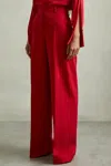 Reiss Red Petite Wool Blend Wide Leg Tux Trousers In Red