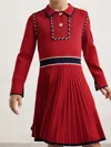 Reiss Red Piped Knitted Skater Dress In Red
