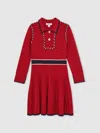 Reiss Red Piped Knitted Skater Dress In Red