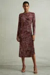 Reiss Riyo Ruched Midi Dress In Red