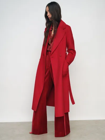 Reiss Red Wool-blend Double-breasted Blindseam Coat