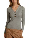 Reiss Grey Ribbed Sleeve Jumper In Grey