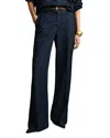 Reiss Womens Reed Denim-look Wide-leg Woven Trousers Dark Blue In Dark Blue