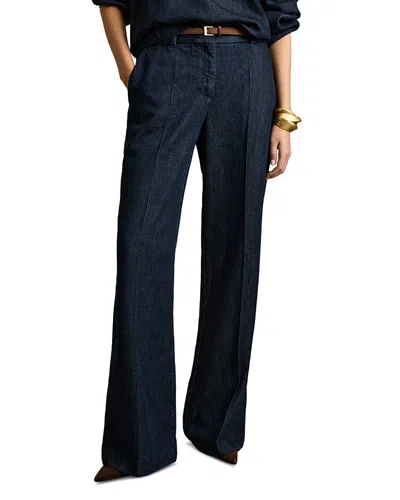 REISS REED DENIM LOOK WIDE LEG PANTS