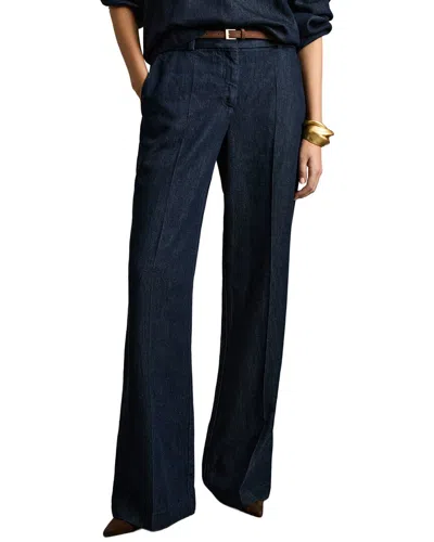 Reiss Reed Denim Look Wide Leg Trouser In Blue