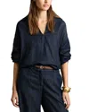 Reiss Dark Blue Denim Look Overshirt In Blue