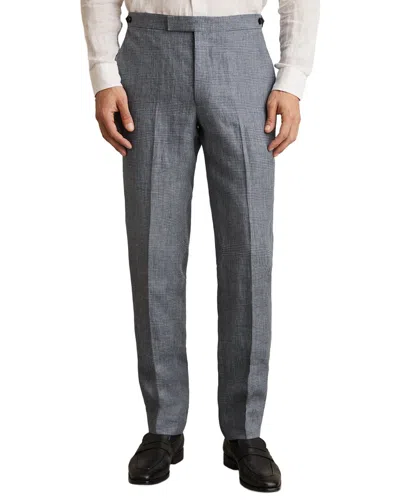 Reiss Reef Prince Of Wales Check Linen Trouser In Gray