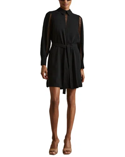 Reiss Reema Short Lace Flippy Dress In Black