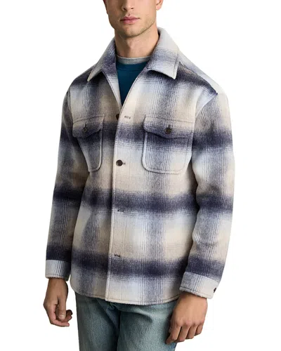 Reiss Regular Fit Brushed Check Wool Shirt Jacket In Blue Multi